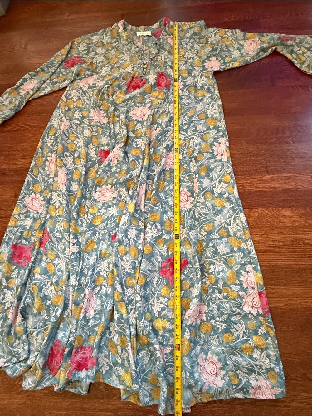 Natalie Martin Silk Sammie Maxi Dress "Lehua Print Sea" size Large NWOT
